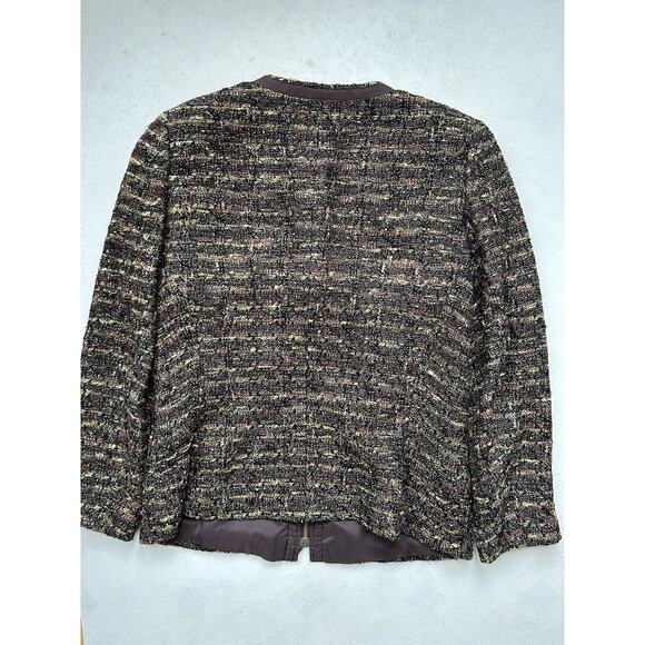 Lafayette 148 New York Tweed Wool Blend Zipper Blazer Jacket Women’s Size 8 - Picture 12 of 16